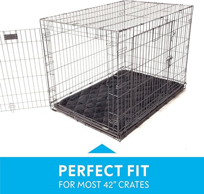 Paw Inspired Washable Padded Crate Mats for Dogs | 41” x 28” Pad, Fits 42-inch Kennels | Leakproof, Waterproof Bottom, Plush Pet Beds (Gray)
