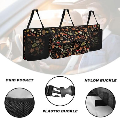 Mushroom Trunk Organizer for Car, Trucks, SUV, Space-Saving Back Seat Car Organizer Adjustable Car Back Seat Organizer with 4 Pockets, Car Organizers Storage Bag
