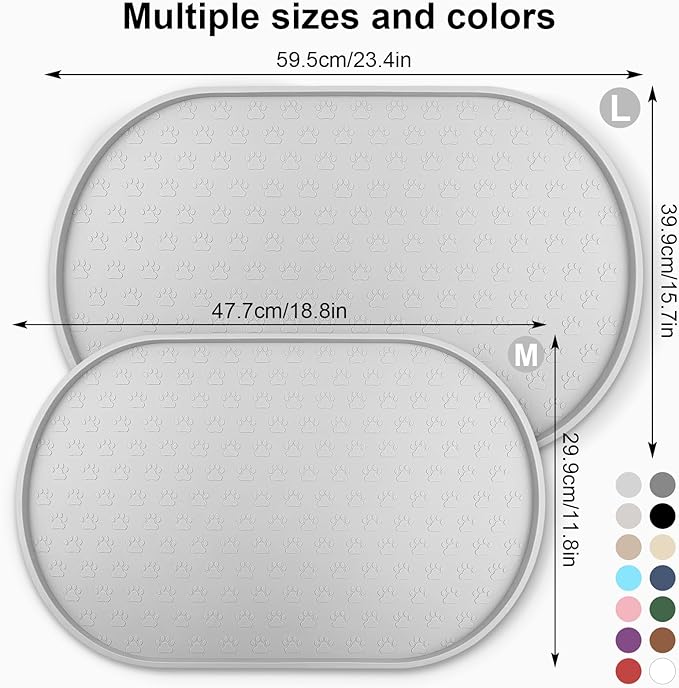 KPWACD Dog Food Mat Anti-Slip Bowl Mats for Food and Water, High-Lips Waterproof Pet Placemat Prevent Messy Spills to Floor, Silicone Puppy Feeding Trays for Large Medium Small Dogs Cats