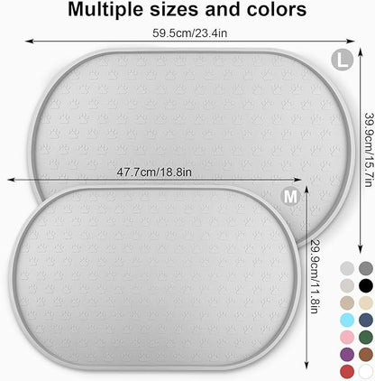 KPWACD Dog Food Mat Anti-Slip Bowl Mats for Food and Water, High-Lips Waterproof Pet Placemat Prevent Messy Spills to Floor, Silicone Puppy Feeding Trays for Large Medium Small Dogs Cats