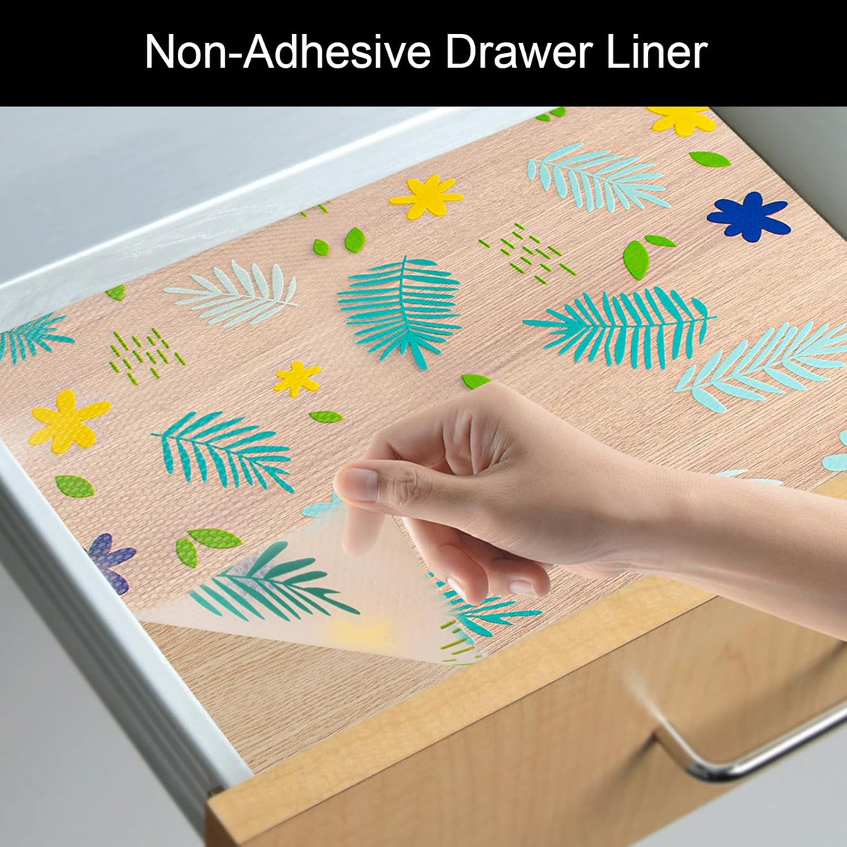 Cooyes Shelf Liner – Premium Non-Adhesive Cabinet & Drawer Liner for Kitchen – Waterproof Shelf Paper with Modern Pattern – Durable EVA Cabinet Mat – Easy to Cut （23.6" W x 118" L）