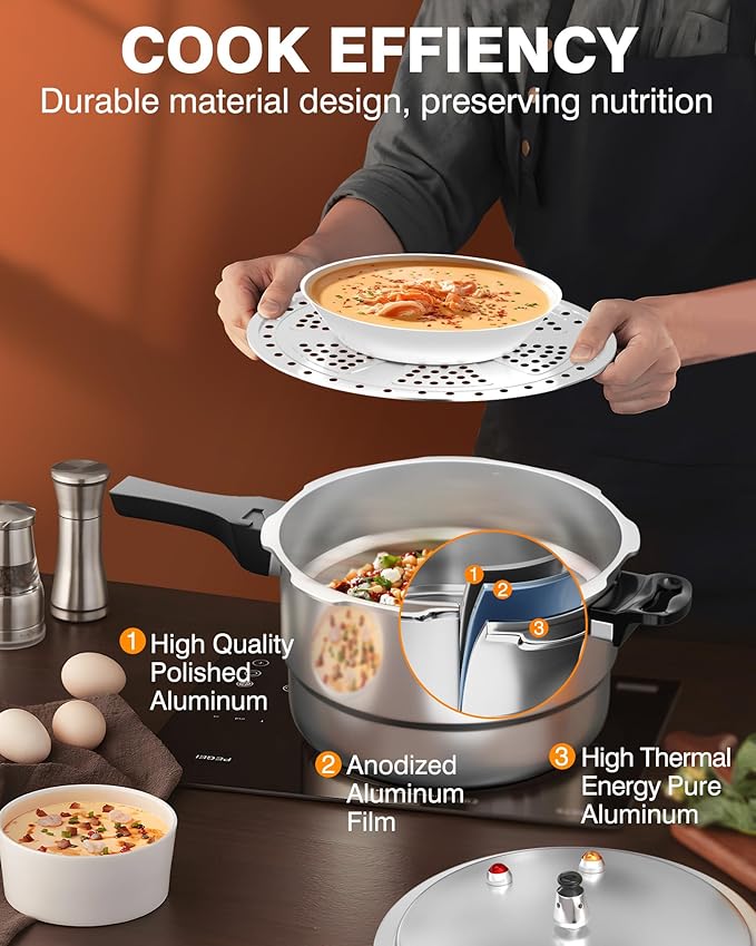 WantJoin 11Qt Aluminum Pressure Cooker w/Release Valve & Multiple Protective