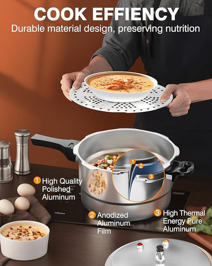 WantJoin 11Qt Aluminum Pressure Cooker w/Release Valve & Multiple Protective