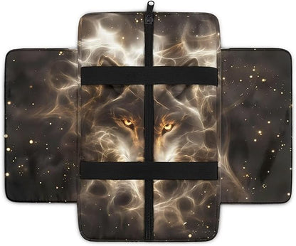 Car Center Console Cover Non-Slip Armrest Protector with 4 Storage Bags Wolf Print Car Armrest Seat Box Pad Car Interior Accessories for Most Vehicle