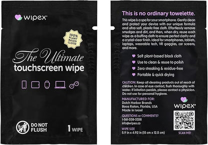 Wipex Car Screen Cleaner & Dashboard Cleaner Bundle - Auto Screen Wipes, Plant-Based Black Cloth, 24 Individually Wrapped Screen Wipes & 40 Interior Cleaning Wipes for Streak-Free Polish