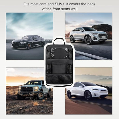 2 PCS Car Backseat Organizer, Heavy Duty Seat Back Storage Bag with Touch Screen Tablet Holder, Waterproof Kick Mats Back Seat Protector for Kids Toddlers, Car Accessories (Normal)