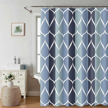 MCCKTIU Blue Shower Curtain Modern Bathroom Shower Curtain Waterproof Fabric Machine Washable Shower Curtain Set 72 x 72 Inches