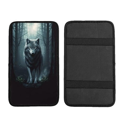 Tree Wolf Car Auto Armrest Cushion Cover Accessories Center Console Seat Box Pad Protector Universal Decoration for Most Vehicle SUV Truck