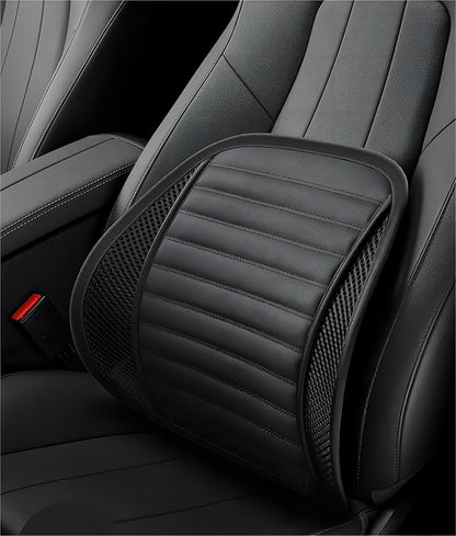 Premium Car Interior Back Support - Versatile Lumbar Cushion for Driver Seat with Breathable Fabric and Adjustable Strap. (1, Black)