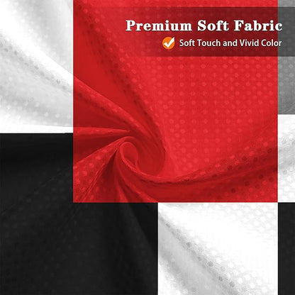 Culudea Geometric Red White Shower Curtain Set, Black and Gray Modern Bathroom Window Waterproof Shower Curtain Set for Bathroom Decor