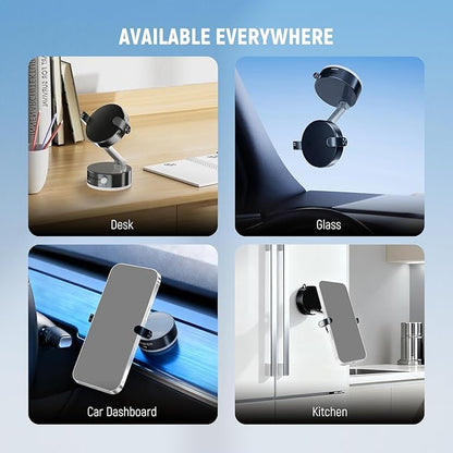NEEWER ENTRY LEVEL VERSION Magnetic Cell Phone Holder Mount Stand Foldable with Vacuum Suction Cup for Your Car Windshield Dash Gym, 360 Rotating Compatible with MagSafe iPhone for Video Recording, A9