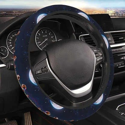 English Bulldog Digital Art Neoprene Steering Wheel Covers Women Men Car Accessories, Universal 15 Inch Fit Auto, Suvs, Truck