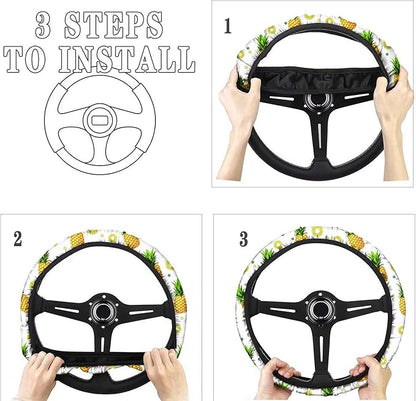 AFPANQZ Tie Dye Car Steering Wheel Covers Breathable Sweat Absorption Comfort Grip Stretch-on Fabric Steering Wheel Protector Non-Slip Machine Washable Rainbow Colored