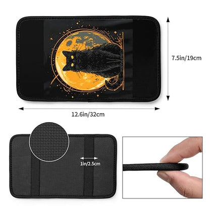 Black Cat Yellow Eyes Car Auto Armrest Cushion Cover Accessories Center Console Seat Box Pad Protector Universal Decoration for Most Vehicle SUV Truck