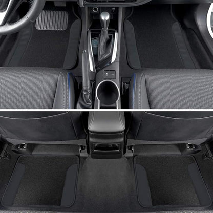 BDK Premium Gray Carpet Floor Mats for Cars - Universal Fit Interior 4-Piece Car Mats Full Set with Vinyl Heel Pad Protector - Cute Car Accessories Interior Floor Covers for SUVs & Trucks