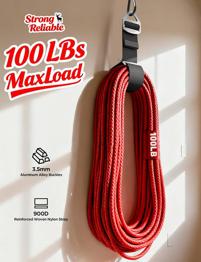 2025 Stocking Stuffers for Men, 8 Pack One Hand Operate Gravity Tighten Extension Cord Holder Organizer, Hose Rope Storage Straps, Workshop Garage Organization Gadgets Tools, Christmas Gifts for Dad