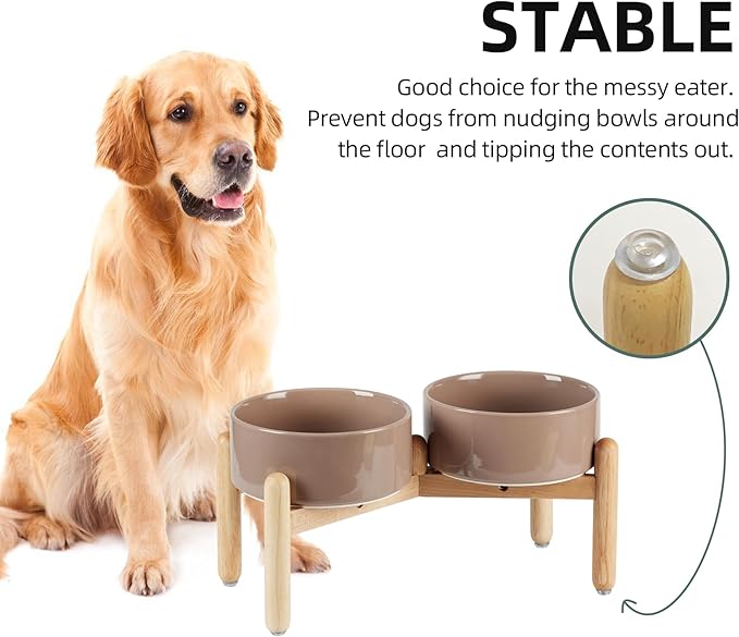 Ceramic 7.3inch Raised Double Bowls Set