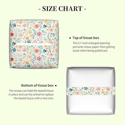 Watercolor Floral Tissue Box Cover,Colorful Flowers Waterproof Leather Square Tissue Box Cover Case Facial Paper Organizer Dispenser Box Holder for Home Office Bathroom Vanity Countertop