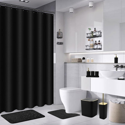 30PC Bathroom Accessories Set - Gorgeous Black Bathroom Set, Bathroom Accessory Set, Black Shower Curtain Set with Shower Caddies