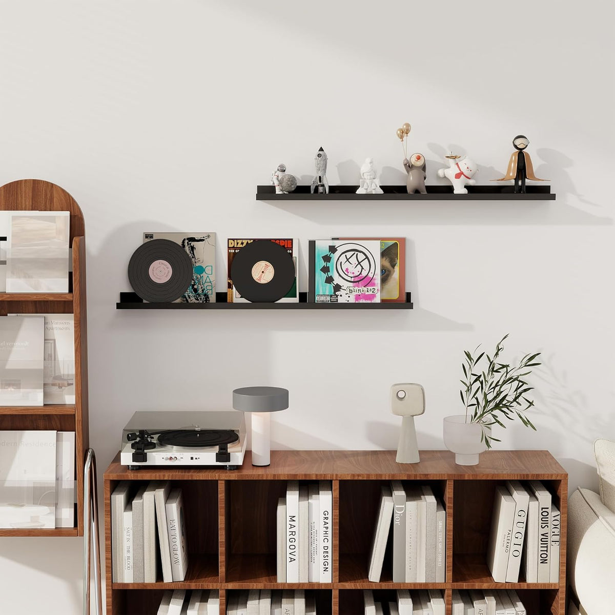 Axeman Floating Shelves for Wall - Picture Ledge Shelf Set of 2-36 Inch Black Floating Shelves with Lip - Picture Shelf for Wall with Ledge - Photo Ledge Shelves for Pictures Nursery Books