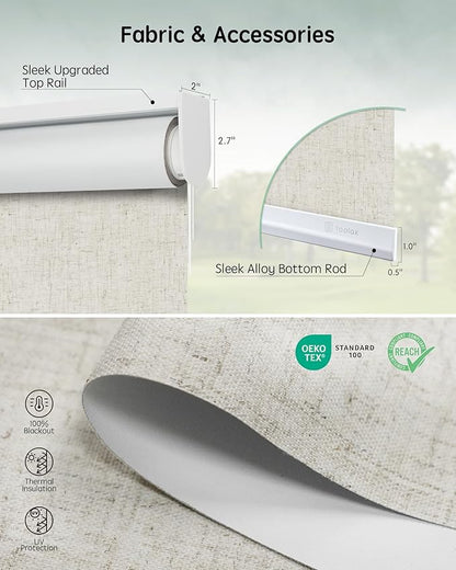 Yoolax Motorized Blinds with Remote, Automatic Roller Shades Compatible with