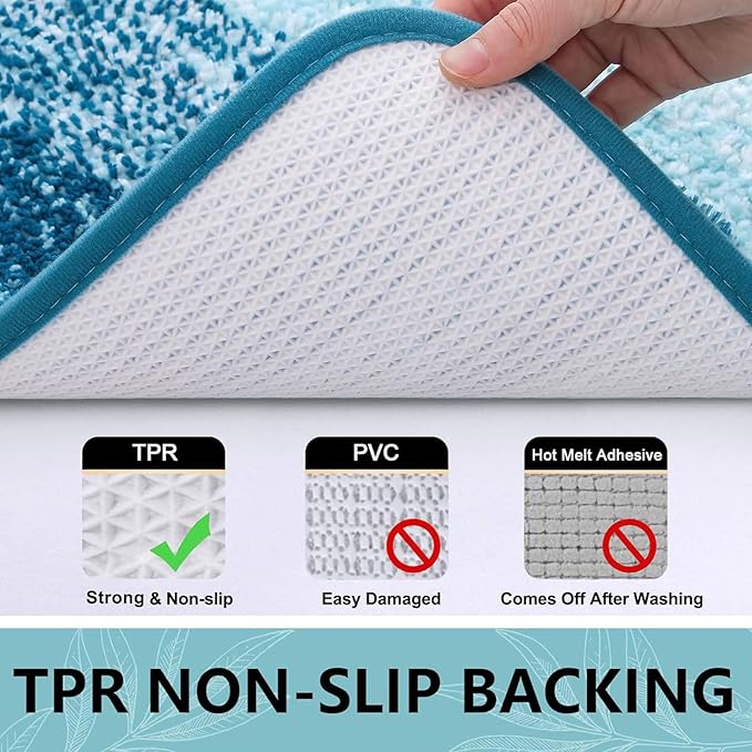 Arotive Microfiber Bathroom Rugs, Shaggy Soft and Absorbent Bath Rug, Non-Slip, Thick Plush Machine Washable Dry Bath Mats for Bathroom, Tub and Shower, 45x27, Peacock Blue, Rectangular