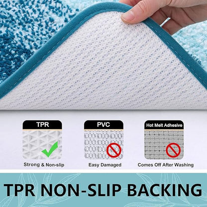 Arotive Microfiber Bathroom Rugs, Shaggy Soft and Absorbent Bath Rug, Non-Slip, Thick Plush Machine Washable Dry Bath Mats for Bathroom, Tub and Shower, 45x27, Peacock Blue, Rectangular