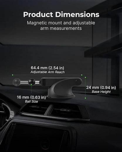 MagSafe Wireless Car Charger Suction Cup Mount for Compatible with iPhone 14/15/16/17/Galax (Version 2.0) 360° Rotation, Canadian Company Magnetic Car Phone Holder Charger, Car Gifts for Men/Women