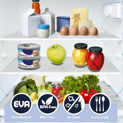 Shelf Liner, Waterproof Refragerator Liner, Drawer Liners for Kitchen Cabinet, Bathroom Sink Mat No Slip Cupboard Mats Non Adhesive Fridge Liner EVA Place Mats Roll - Clear Wave 17.5"×78.7"