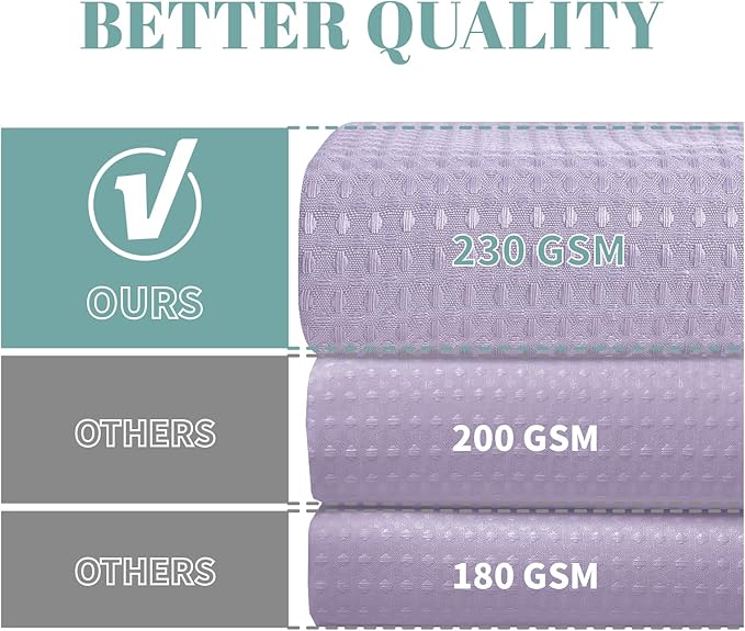 eachope Lavender Long No Hook Waffle Weave Shower Curtain with snap-in Liner Replacement, 230GSM Waterproof Fabric Hotel Shower Curtain Set for Bathroom, Through Mesh Top Window,71Wx80H