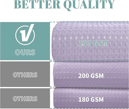 eachope Lavender Long No Hook Waffle Weave Shower Curtain with snap-in Liner Replacement, 230GSM Waterproof Fabric Hotel Shower Curtain Set for Bathroom, Through Mesh Top Window,71Wx80H