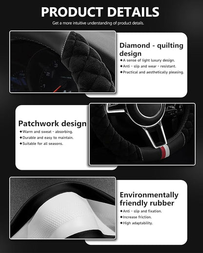 Cxtiy Universal Car Steering Wheel Cover Fluffy Winter Plush Steering Wheel Cover (A-Black)