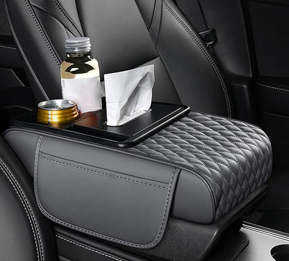 Car Armrest Center Console Cover for Toyota Prius (XW20) 2.Gen 2003 2004 2005 2006 2007 2008 2009 2010, Center Console Pad with Cup Holder, Multifunctional Armrest Cushion,D Grey