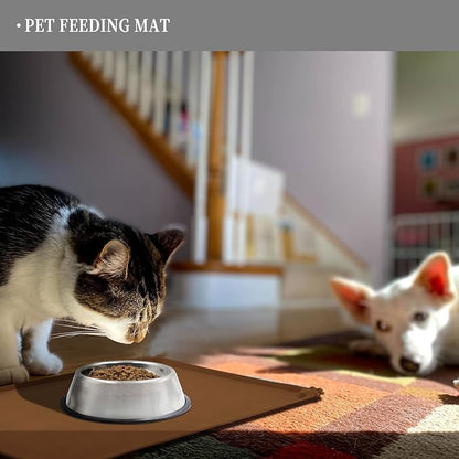 Reopet Waterproof Pet Feeding Mat with High Raised Edges, Heavier and Thicker Placemats for Cat Dog Water Bowl with BPA Free, Dogs Cats Food Mats for Messy Drinkers to Prevent Spill and Protect Floors