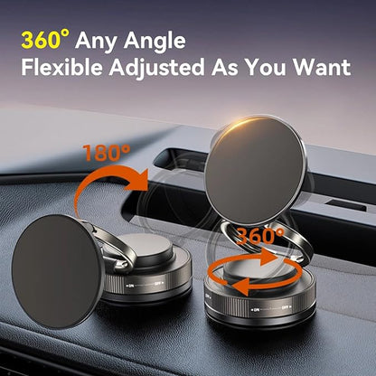 Upgraded 360° Nano Gel Vacuum Magnetic Car Phone Holder Ultra Strong Suction Magnetic Force for MagSafe, iPhone Air 17 16 15 14 13 12 , Foldable Retractable Mount for Car/Dashboard/Gym/Mirror