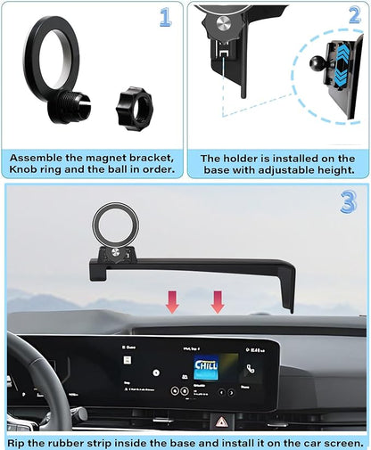 Car Phone Holder for 2025 2026 KIA Carnival/Carnival EV Accessories Apply to 12.3 Inch Touch Screen Fixed Clip Magnetic Cell Phone Mount Hands-Free 360 Degree Rotation