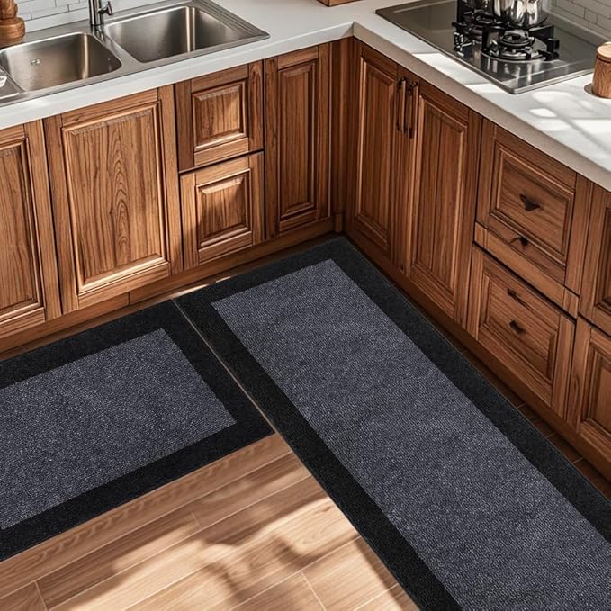 DOMUSTEX Machine Washable Kitchen Rug 24" x 84", Non Slip Kitchen Mat for Floor, Absorbent Entrance Runner Rug for Bedroom, Hallway, Bathroom, Door (Roll Packing)