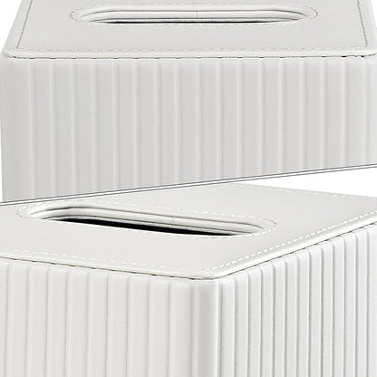 XNONE PU Leather Tissue Box Cover Square Tissue Box Holder for Bathroom Vanity Countertop Night Stands Bedroom Office Desk,Modern Tissue Decorative Organizer with Magnetic Closure (Cream White)
