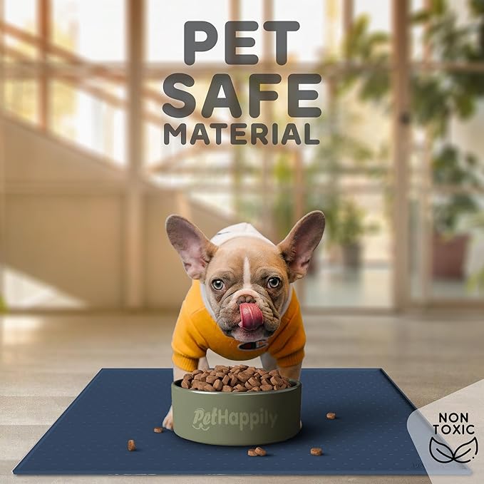 Dog Food Mat - 28x18 Raised Edges Dogs Mat for Food and Water Prevent Spill, Waterproof Cat Food Mats Protect Floors, Easy Clean Dog Bowl Mats for Food and Water, Silicone Pet Feeding Placemats