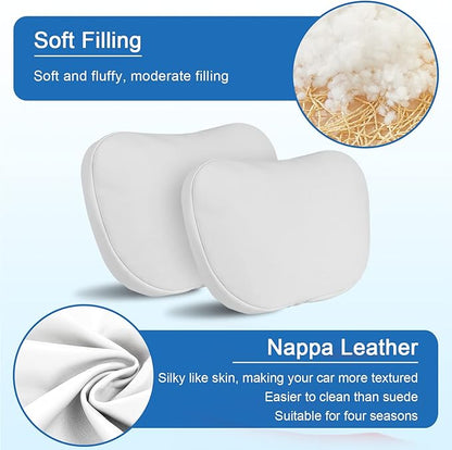 2 Pack Car Headrest Neck Pillow Fits for Tesla Model 3 Model Y S X & Cybertruck Accessories,Car Seat Pillow Head Neck Rest Cushion(Upgrade White)