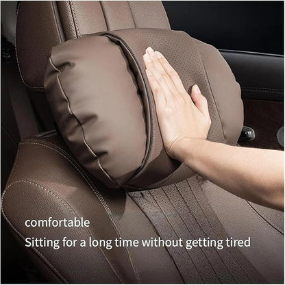 1/2PCS PU Leather Car Neck Pillow & Lumbar Support Cushion, Breathable Universal Seat Headrest Waist Pad, Soft Support Cushion for Daily Driving and Travel(A Style)