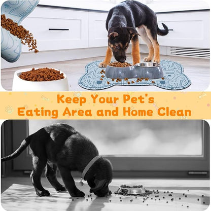Pet Feeding Mat - Absorbent Dog Food Mat for Floors Waterproof，Dog Cat Placemat Mat for Food and Water Bowls - No Stains No Sliding Quick Dry Water Eating Dish Mat