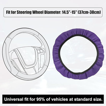 X AUTOHAUX Steering Wheel Cover Universal Elastic Stretch Antislip Breathable Microfiber Ice Silk Interior Trim Wheel Protector for Car Truck SUV Purple