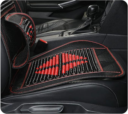 Natural Wood Beaded Seat Cover with Cooling Ventilated Mesh, Massage Seat Cushion with Lumbar Support for Car/Truck Driver