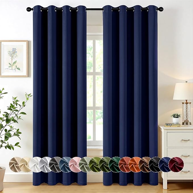 MIULEE Navy Blue Blackout Curtains