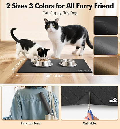 UPAWPIA Pet Food Mat Absorbent Cat Food Mat Dog Mat for Food and Water Quick Dry No Stains Dog Feeding Mat Placemat for Messy Drinkers Cat Food Mats for Indoor Cats Bowl Mats Pet Supplies 12"X20" Grey