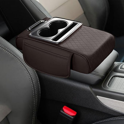 Car Center Console Pad Armrest Cushion Pad Anti Slip Car Decoration with Cup Holder Tissue Box Slot for Car SUV, Style F