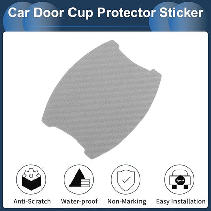 3D Car Door Handle Scratch Protector, 68x85mm Removable Magnetic Car Door Handle Protective Film Grey, 4 Pcs