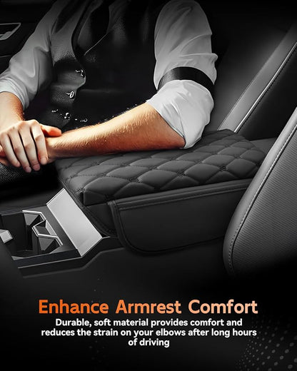 CDEFG for 2024 2025 2026 Cybertruck Center Console Cover Armrest Cover for Tesla Cybertruck Accessories Arm Rest Protector with Side Pockets Back Mesh 4 Velcro Pockets