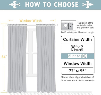 ChrisDowa 100% Blackout Curtains 84 inch Long